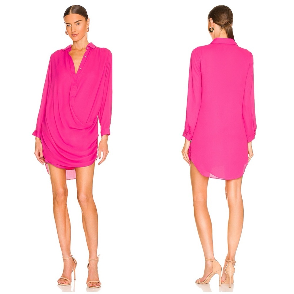 Krisa Drape Button Front Mini In Rosa Size Xs - image 1